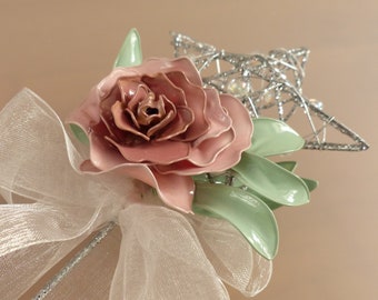 Fairy princess glitter bridesmaid star wand - Peigi silver wand
