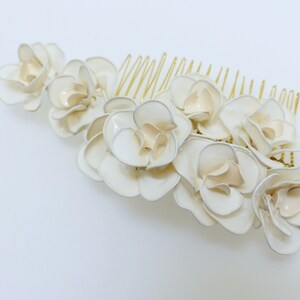 Wedding hair pieces, Bridal hair pins, Ivory flower comb