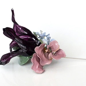 Boho boutonniere for men, bridesmaids corsage pin | Virginie buttonhole - pink & purple flowers