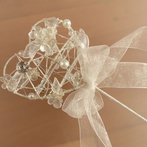 Fairy princess flower girl wand, glitter heart  - Portia sparkly wand