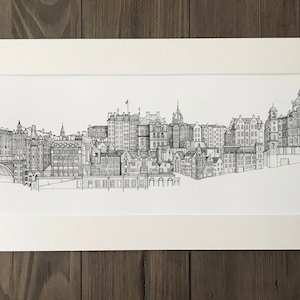 Edinburgh Old Town Sketch, Edinburgh Art, Edinburgh Skyline, Wall Art, Scotland, Scottish Gift