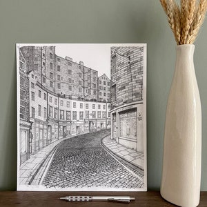 Edinburgh City Print, Victoria Street, Scotland Art, Edinburgh Art, Wall Art, Wall Decor, Drawing