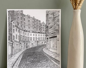 Edinburgh City Print, Victoria Street, Scotland Art, Edinburgh Art, Wall Art, Wall Decor, Drawing