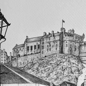 Edinburgh Castle The Vennel Edinburgh Art Scotland Drawing Wall Art Framed Art, City Art, Historic Scotland, Edinburgh City image 6