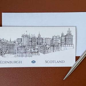 Edinburgh Card, Edinburgh Skyline, Edinburgh Greetings Card, Folded Card, Scotland, Old Town Drawing, Card, Greetings Card, Postcard image 4