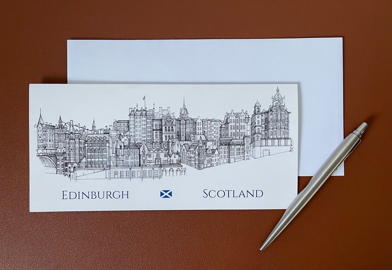 Edinburgh Card, Edinburgh Skyline, Edinburgh Greetings Card, Folded Card, Scotland, Old Town Drawing, Card, Greetings Card, Postcard image 4