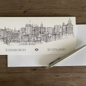 Edinburgh Card, Edinburgh Skyline, Edinburgh Greetings Card, Folded Card, Scotland, Old Town Drawing, Card, Greetings Card, Postcard image 2
