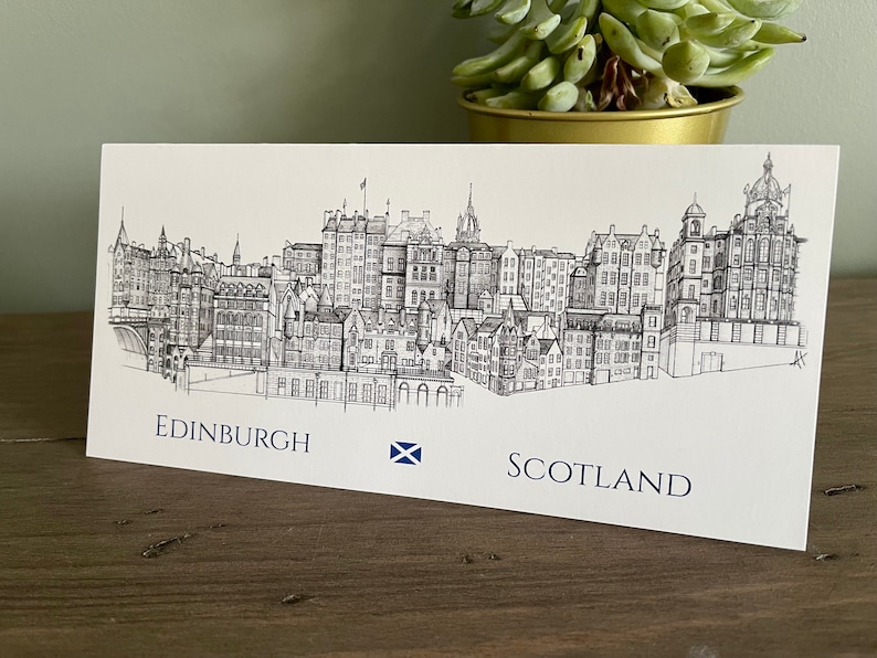 Edinburgh Card, Edinburgh Skyline, Edinburgh Greetings Card, Folded Card, Scotland, Old Town Drawing, Card, Greetings Card, Postcard image 7