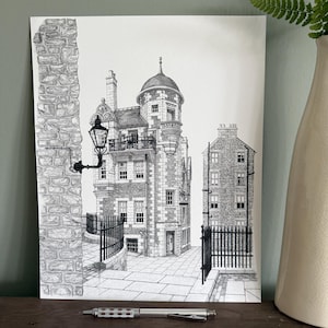 Writers Museum Edinburgh, Art Print, Edinburgh Scotland, Artwork, Scottish Gift, Drawing, Illustration