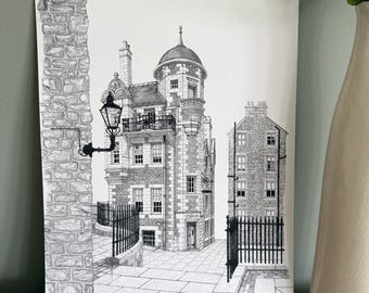 Writers Museum Edinburgh, Art Print, Edinburgh Scotland, Artwork, Scottish Gift, Drawing, Illustration