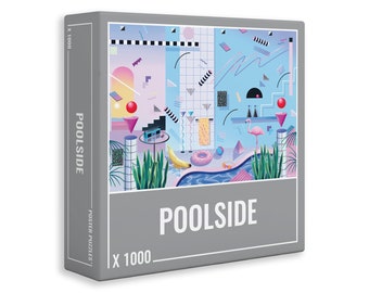 Poolside – Colourful, 80s-Style Jigsaw Puzzle for Adults (1000 Pieces). Cool Vacation and Swimming Pool Theme with Modern Puzzle Design.