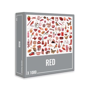 Red – Premium 1000-Piece Red Jigsaw Puzzle for Adults with Vibrant Red Illustrations of Fruit, Birds, Flowers and Insects!