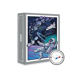 Space 3D Puzzle – Awesome 500-Piece Jigsaw Puzzle with 3D Effect and Retro Glasses! Made in Europe.