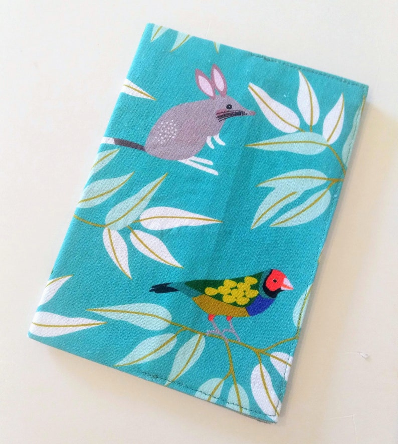 Fabric Passport Cover Australian Animal, Teal, birds & animals, Gift for traveler, dual citizenship, graduation gift, BF gift, Xmas, 謹賀新年 image 1