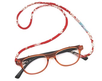 Eyeglasses Holder | RED - sakura桜, Reading glasses cord, Japanese KIMONO accessory, sunny cord, sunglass neck strap, gift for her, Xmas gift