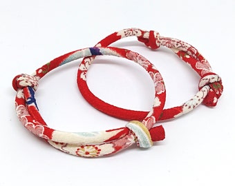 Japanese KIMONO bracelet | RED multi, Kimono accessory, gift for her, couple gift, friendship bracelet, for teenager, amulet, Xmas, 謹賀新年