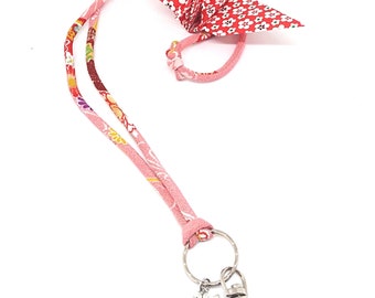 LAST STOCK | Japanese Lanyard | Pink multi, ID Holder, Kimono accessory, traditional, tree of life, Gift for her, Mothers day gift, 謹賀新年