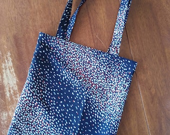 LAST STOCK | Fabric Flat Tote | Navy, Dot-print, Japan style bag, laptop bag, reusable, eco bag, gift for her, mother's day, unisex, 謹賀新年