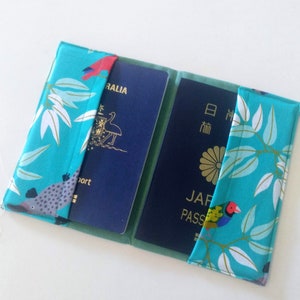 Fabric Passport Cover Australian Animal, Teal, birds & animals, Gift for traveler, dual citizenship, graduation gift, BF gift, Xmas, 謹賀新年 image 3