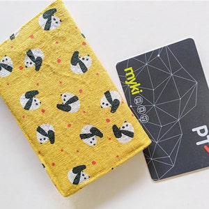 Fabric card holder | PANDA - Yellow, Business card, credit card, Railway pass, card wallet, kawaii, back2school, Gift for Panda lover, Xmas