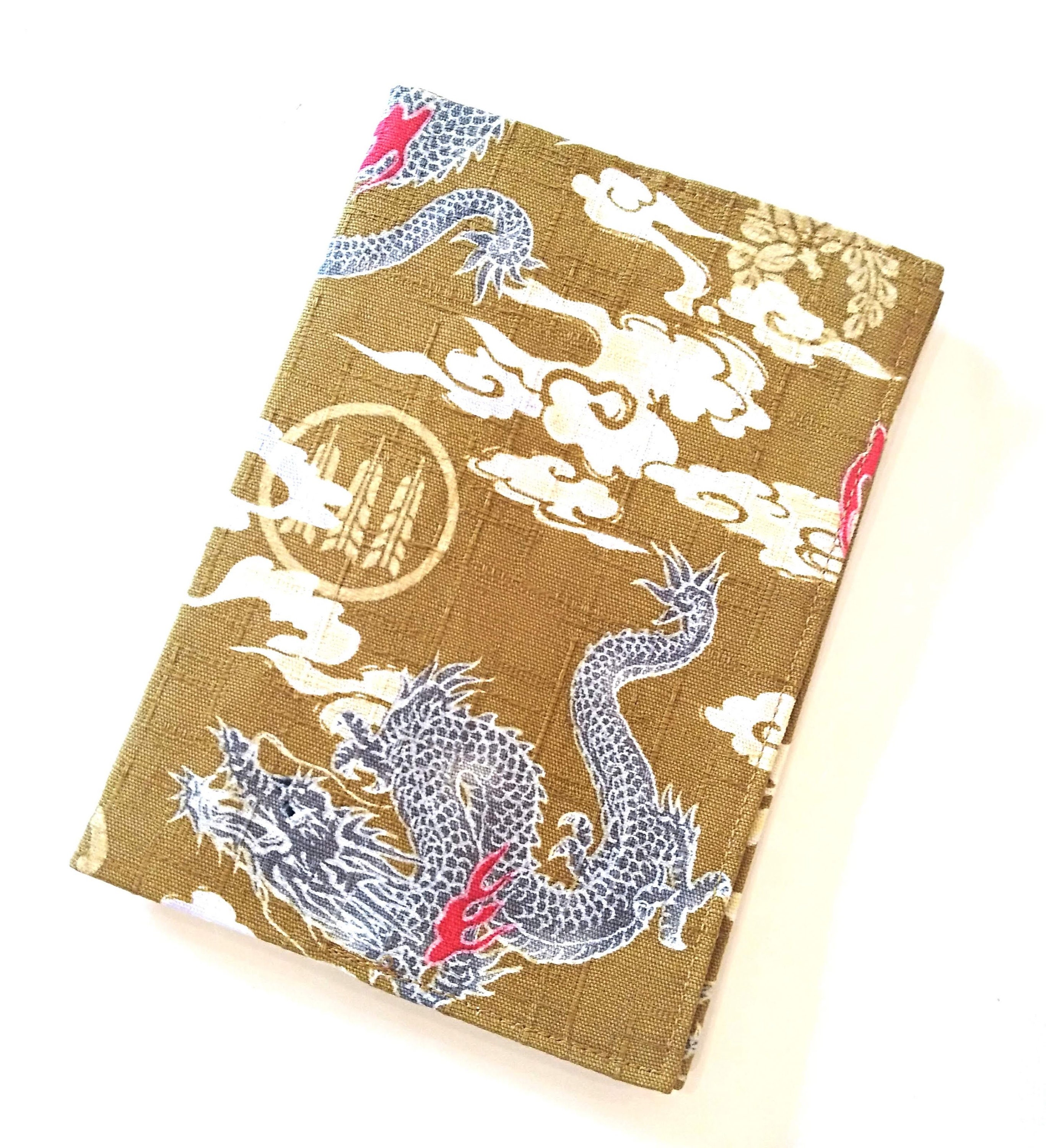 Japanese fabric Passport cover DRAGON Mustard yellow Gift Etsy