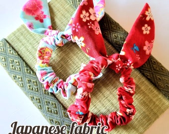 Japanese Bow SCRUNCHIE | bow heir tie, Bunny scrunchy, gift for teens, gift for kimono lover, gift for girls, BF gift, Easter, Xmas, 謹賀新年