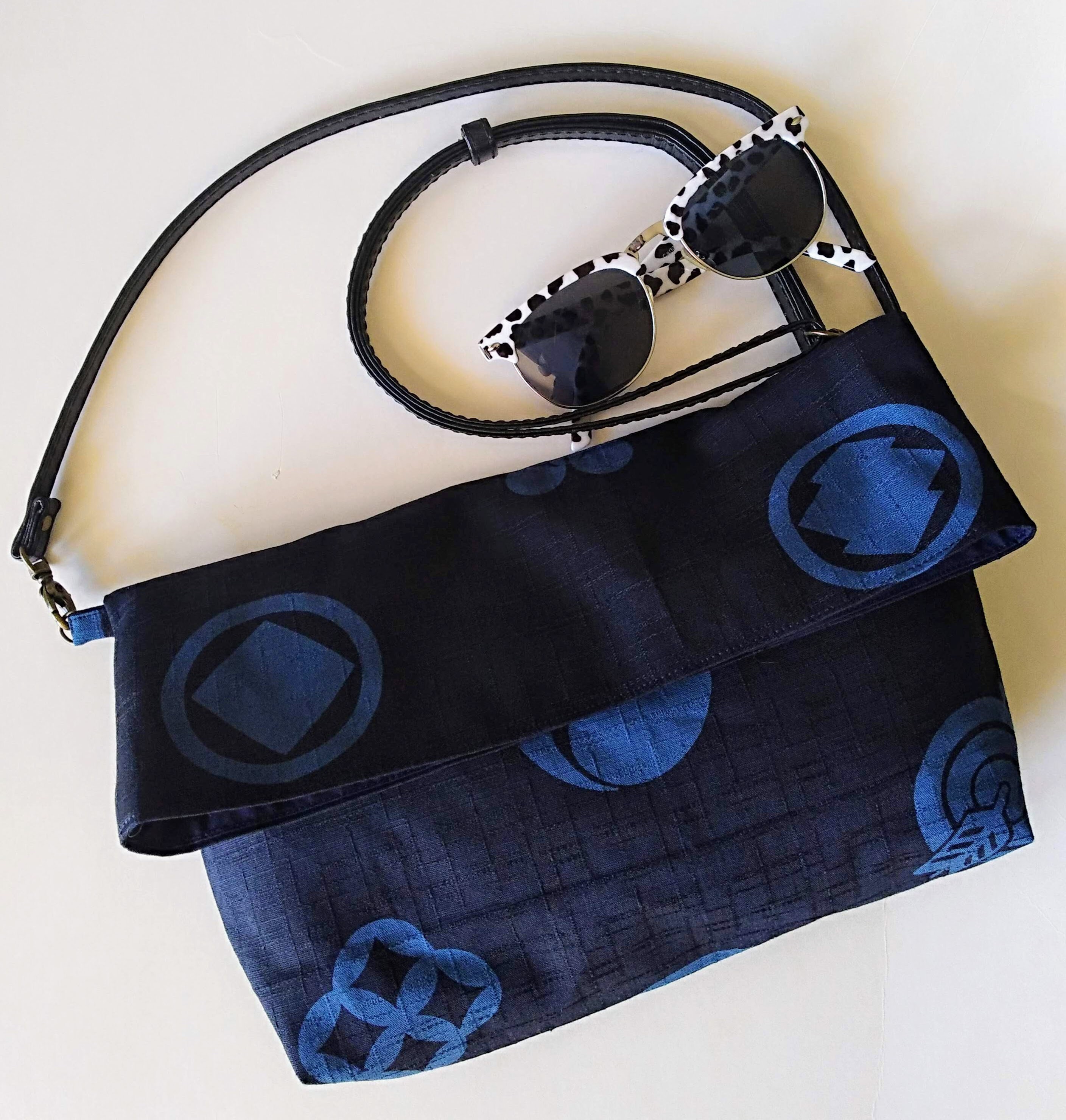 Japanese fabric Shoulder bag Dark Blue Navy Japanese Etsy