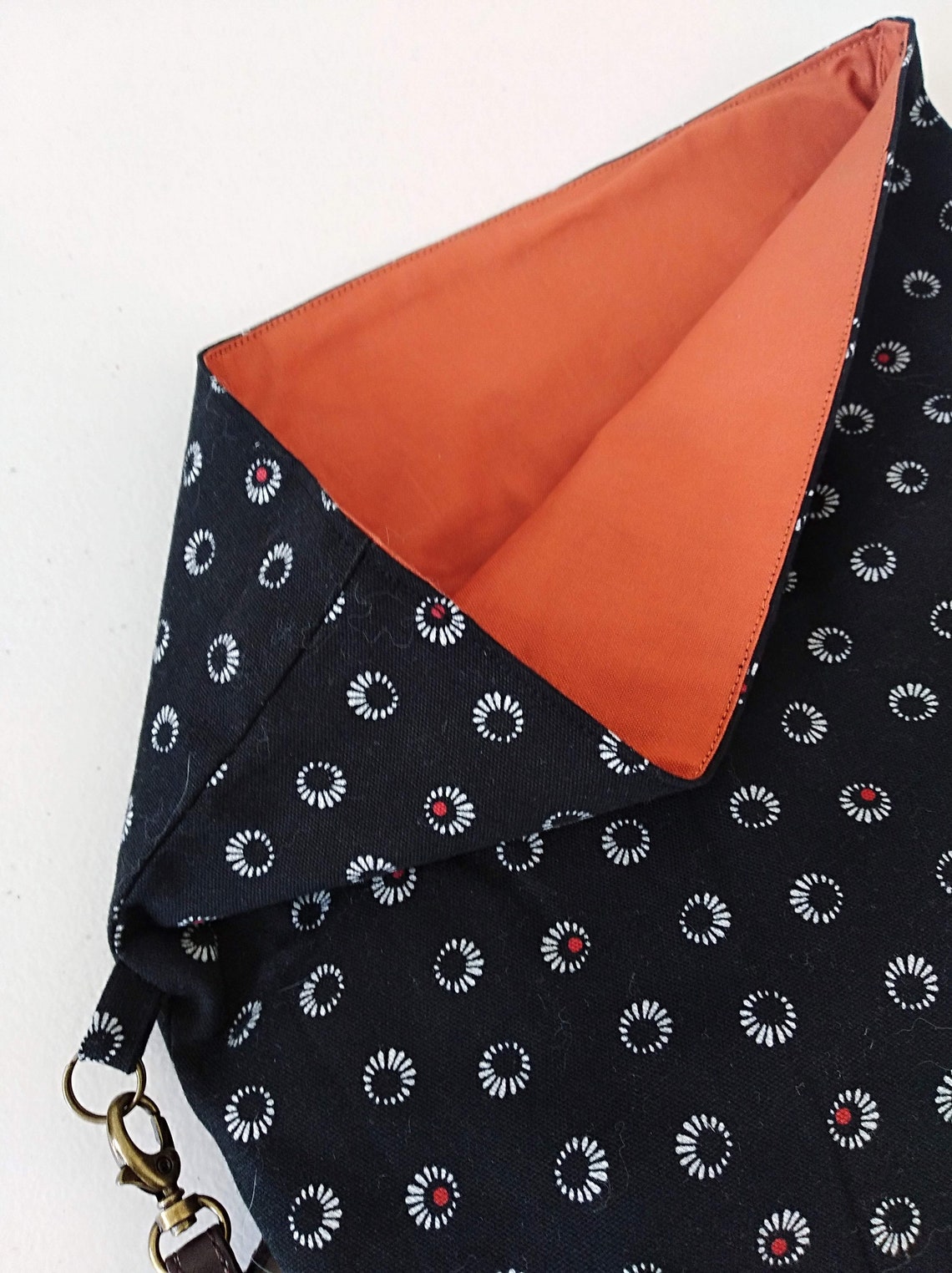 Japanese Fabric Shoulder Bag Black Dot Oriental Messenger Etsy UK