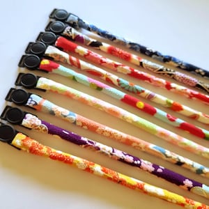 ADULT cat collar Japanese style | kimono cord, breakaway buckle, NEKO, gift for cat, gift for cat person, Valentine, Lunar New Year, Xmas image 2