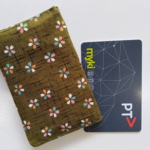 Fabric card holder | FLOWER, Moss Green, Business card, credit card, Railway pass, card wallet, gift for her, gift for teen, Xmas, 謹賀新年