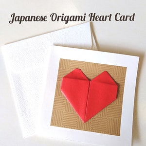 Japanese Origami Heart Card | Blank card | Greeting | Friend ship | Get well soon | Thank you note | Mothers day | Xmas | Hand crafted card
