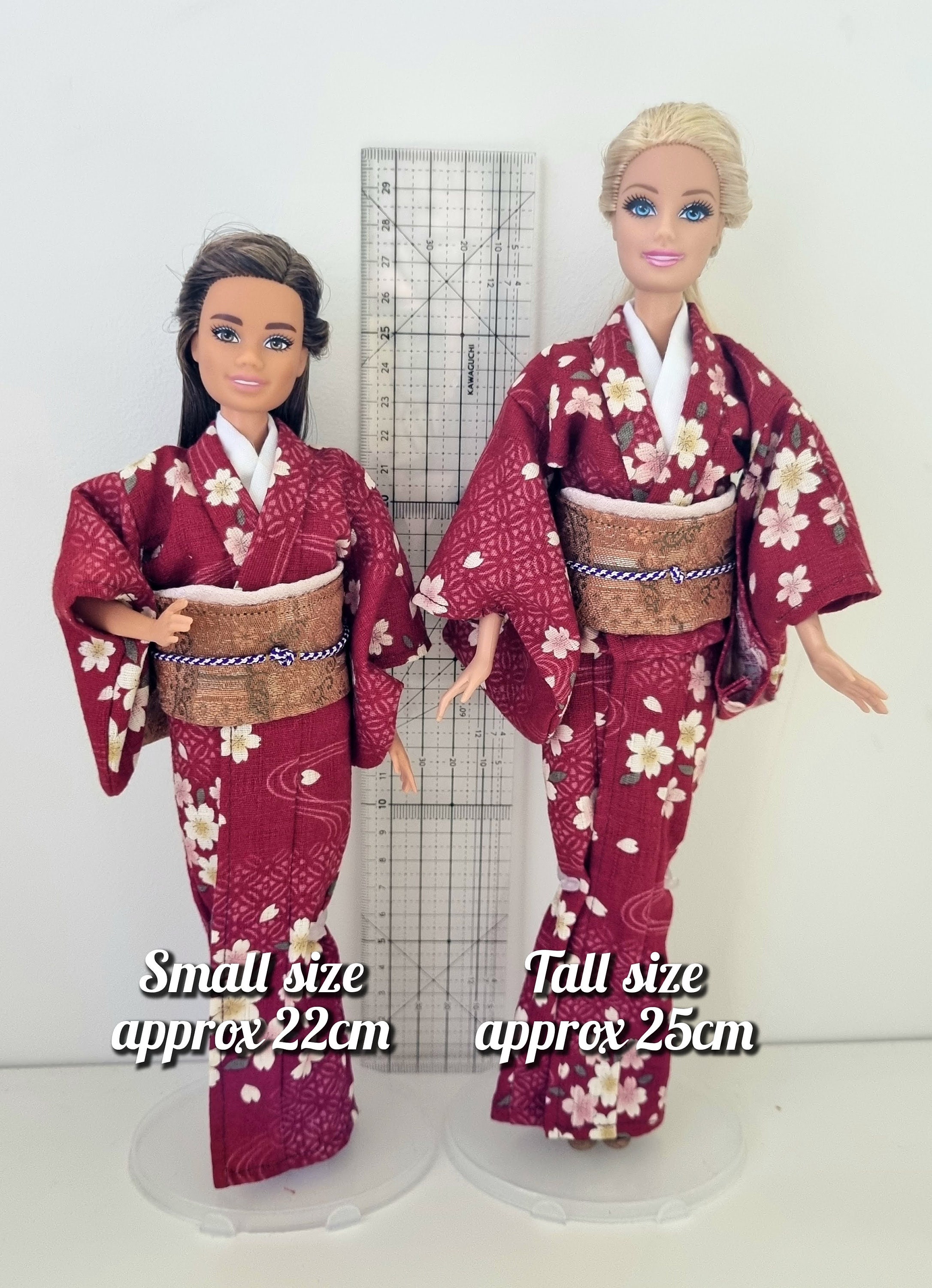 KIMONO for 1/6 Scale Doll, RED- Sakura桜, Barbie Doll Kimono