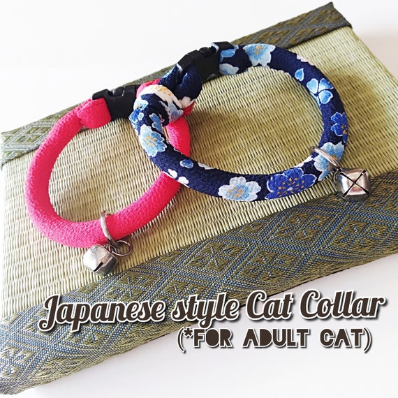 ADULT cat collar Japanese style | kimono cord, breakaway buckle, NEKO, gift for cat, gift for cat person, Valentine, Lunar New Year, Xmas