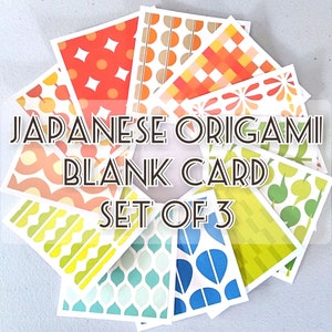 Japanese Origami Card - Square, Set of 3 | Blank card, Greeting card, Thank you note, Birthday card, modern, gift for her, gift for him
