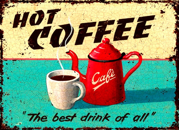 FRIDGE MAGNET COFFEE CAFE METAL VINTAGE RETRO AMERICAN DINER TIN SIGN PLAQUE