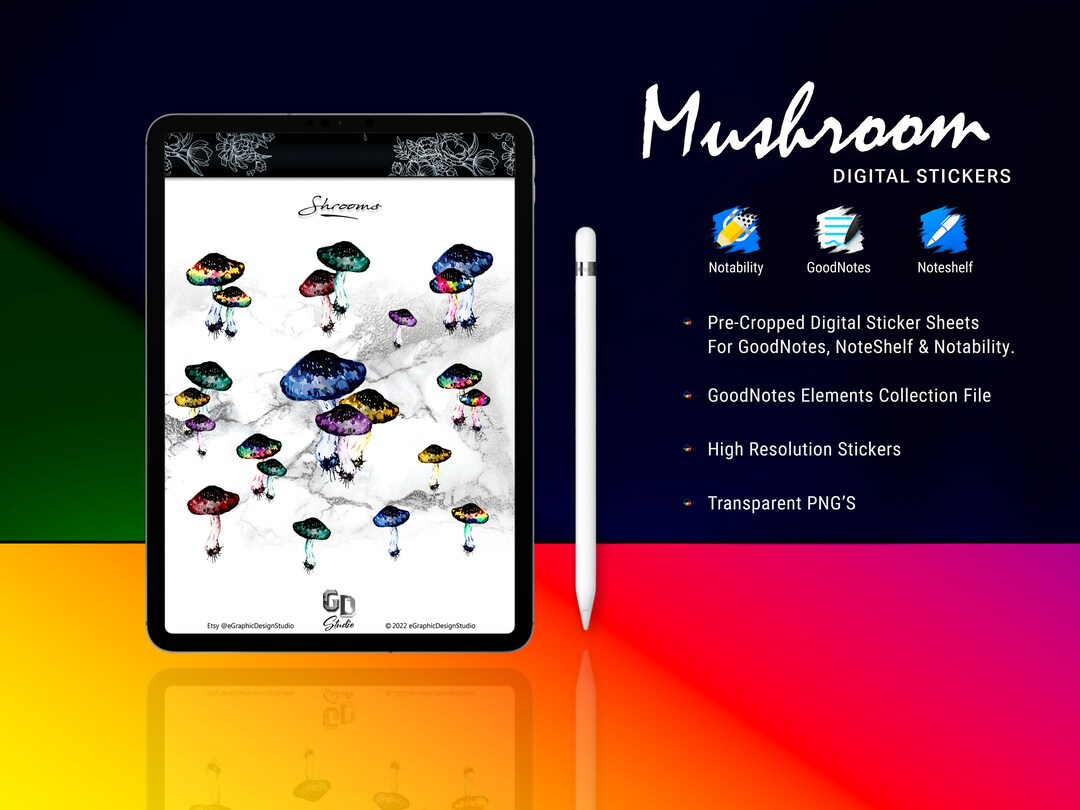 Mushroom Digital Stickers for Goodnotes Noteshelf and Notability Pre ...
