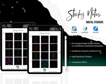 Digital Sticky Notes Stickers for GoodNotes, Notability, NoteShelf (PNG)