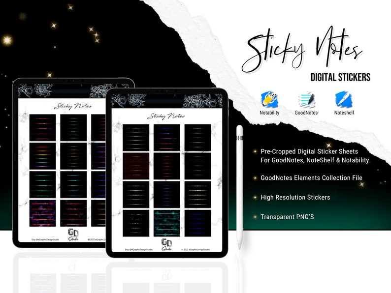 Sticky Notes Digital Stickers for Goodnotes Noteshelf Notability Pre ...