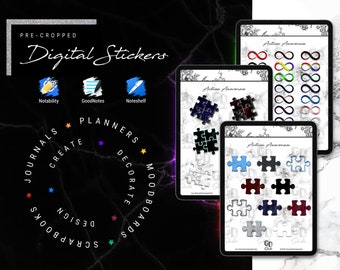 Autism Awareness Stickers | Digital Planner Stickers, Neurodiversity (PNG)