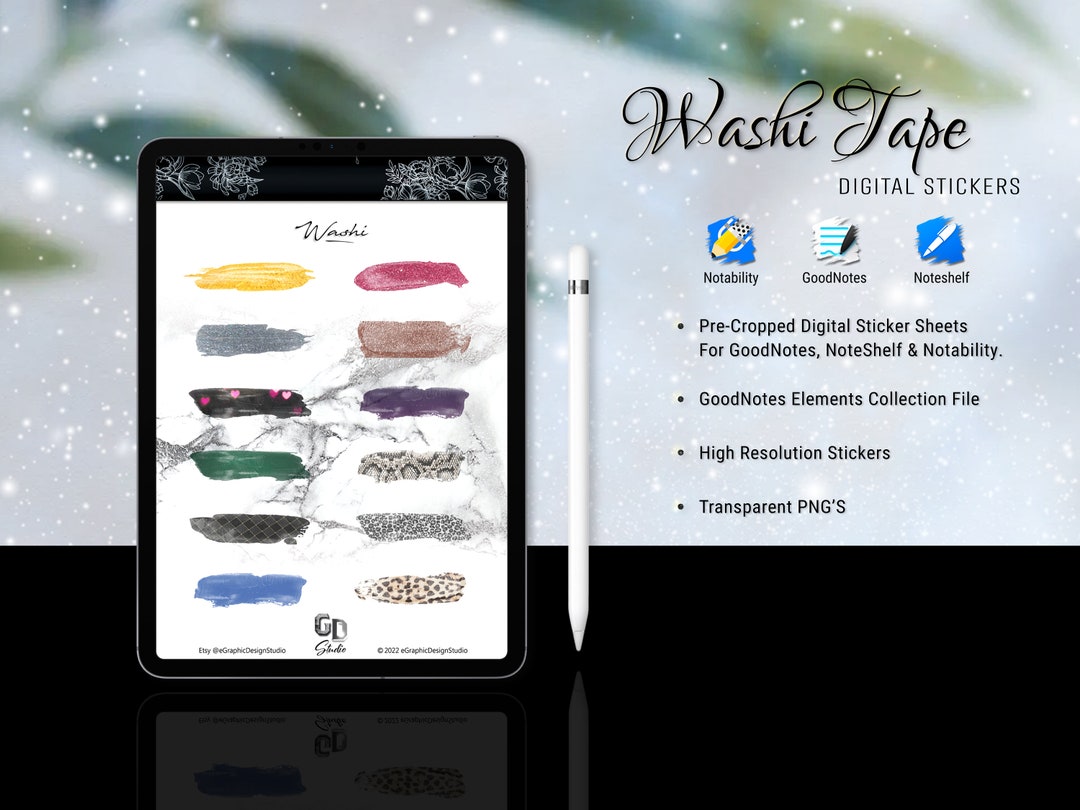 Washi Tape Digital Stickers for Goodnotes Noteshelf and Notability Pre ...
