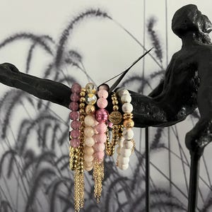 BLUSH FRANJE met 18k gold filled en edelsteenkralen
