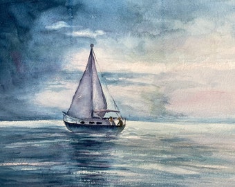 Evening Sail - watercolor