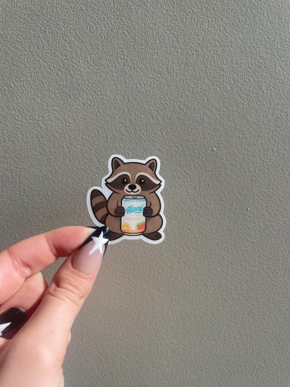 Raccoon with Alani Nu Sticker | Cute Animal Vinyl Sticker | Funny Aesthetic Decal | Alani Nu Gift