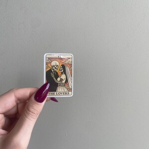 The Lovers Tarot Sticker | Skeleton Bride & Groom Gothic Wedding Vinyl Decal | Spooky Romance Sticker