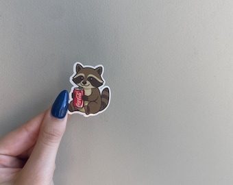 Raccoon with Coke Sticker | Cute Animal Vinyl Sticker | Funny Aesthetic Decal | Nonsense Market