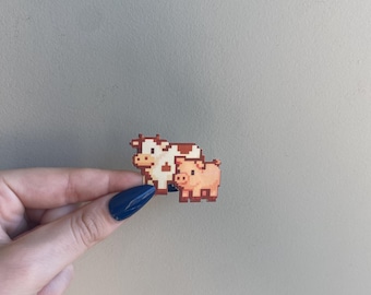 Stardew Valley Cow & Pig Sticker | Pixel Art Vinyl Sticker | Cozy Gamer Aesthetic | Nonsense Market