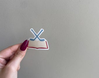 Hockey Romance Sticker | Bookish Vinyl Sticker | Hockey Sticks and Open Book | BookTok Sports Romance Aesthetic