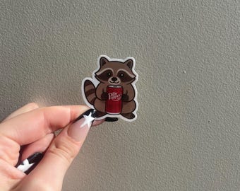 Raccoon with Dr Pepper Sticker | Cute Animal Vinyl Sticker | Funny Aesthetic Decal | Dr Pepper gift