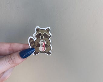 Raccoon with Diet Coke Sticker | Cute Animal Vinyl Sticker | Funny Aesthetic Decal | Nonsense Market