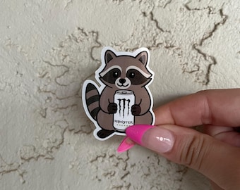 Raccoon with White Monster Sticker | Cute Animal Vinyl Sticker| Funny Aesthetic Decal | Nonsense Market